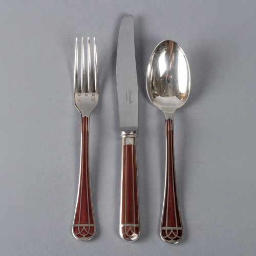 Christofle - Ménagère Talisman de 67 pièces en métal argenté et laque de chine - Argenterie et Arts de la table Style Années 50-60