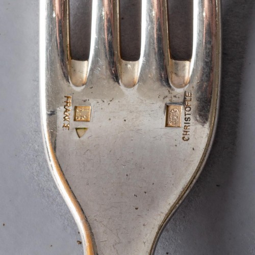 Christofle - Ménagère "Talisman" de 67 pièces en métal argenté et laque de chine - Années 50-60