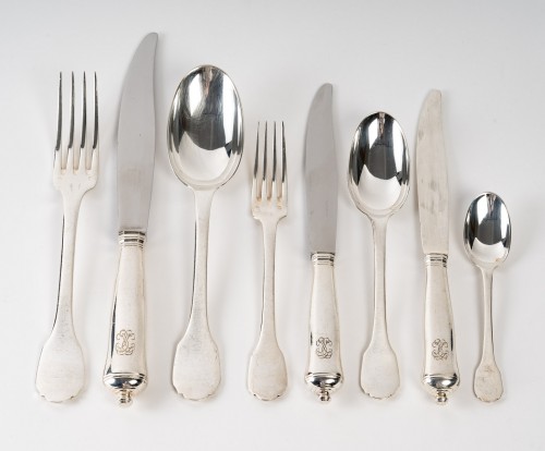 Antiquités - Puiforcat Cutlery Flatware set &quot;Richelieu&quot; in sterling silver
