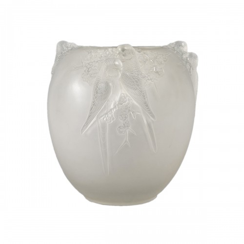 Lalique France - Vase Perruches Lost Wax Crystal Vase Limited Edition