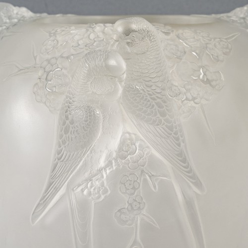 Lalique France - Vase Perruches en cristal à cire perdue, édition limitée - Verrerie, Cristallerie Style Art Déco