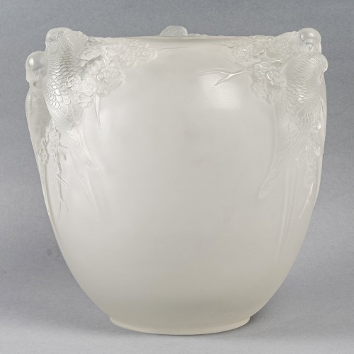 XXe siècle - Lalique France - Vase Perruches en cristal à cire perdue, édition limitée