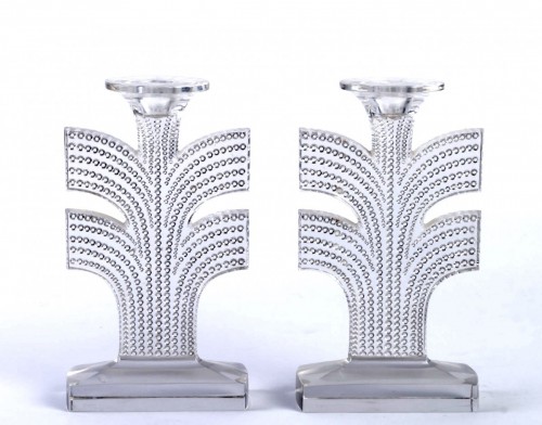 Art Déco - 1935 René Lalique - Pair Of Candlesticks Tokyo