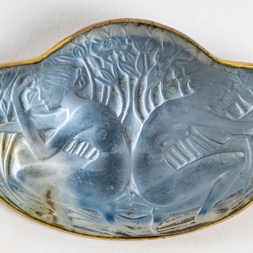 1913 René Lalique - Broche deux figurines dos à dos - Verrerie, Cristallerie Style Art Déco