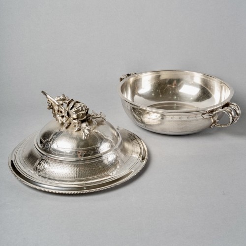 19th century - Christofle - Pair Of Tureens Guilloche Sterling Silver