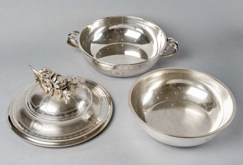 Christofle - Pair Of Tureens Guilloche Sterling Silver - Louis XVI