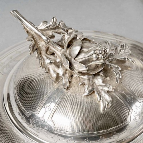 Antiquités - Christofle - Pair Of Tureens Guilloche Sterling Silver