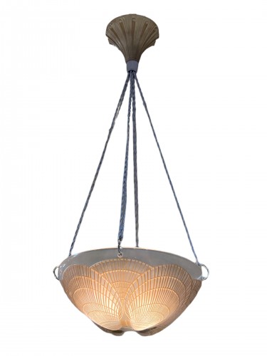 1921 René Lalique - Suspension Plafonnier Lustre Coquilles