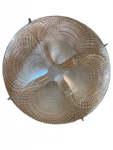 1921 René Lalique - Suspension Plafonnier Lustre Coquilles - BG Arts