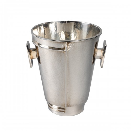 Jean Desprès (1889-1980) - Champagne Ice Bucket Modernist Hammered Silver Plated