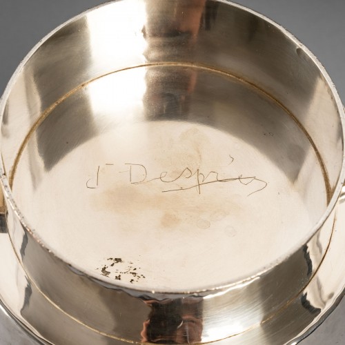 Jean Desprès (1889-1980) - Seau à Champagne "Moderniste" en métal argenté - Art Déco