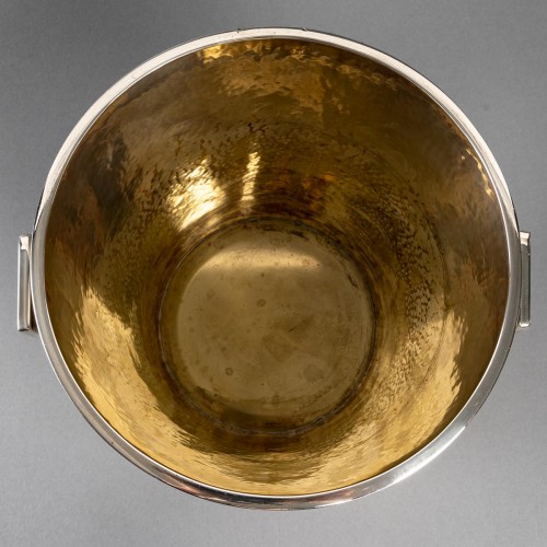 Art Déco - Jean Desprès (1889-1980) - Champagne Ice Bucket Modernist Hammered Silver Plated