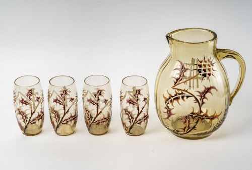 20th century - Emile Gallé Orangeade Set Thistles -  6 Pieces