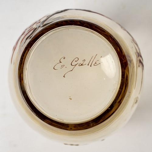 Antiquités - Emile Gallé - Service à orangeade Chardons -  6 Pièces