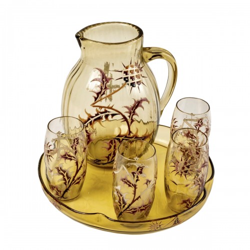 Emile Gallé Orangeade Set Chardons 6 Pieces Thistles