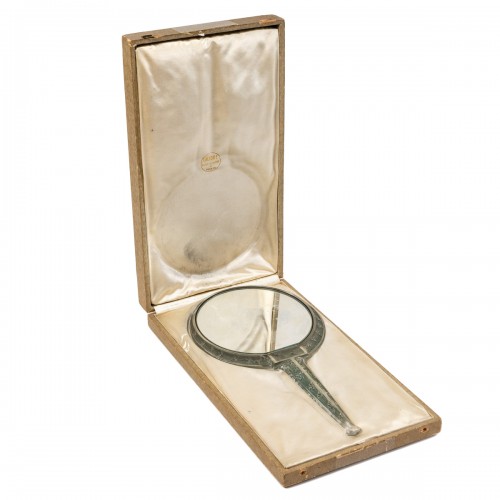 1912 René Lalique Mirror Narcisse Patina + Case