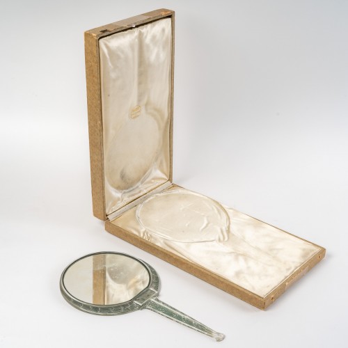 1912 René Lalique - Miroir Narcisse et son coffret - Miroirs, Trumeaux Style Art nouveau