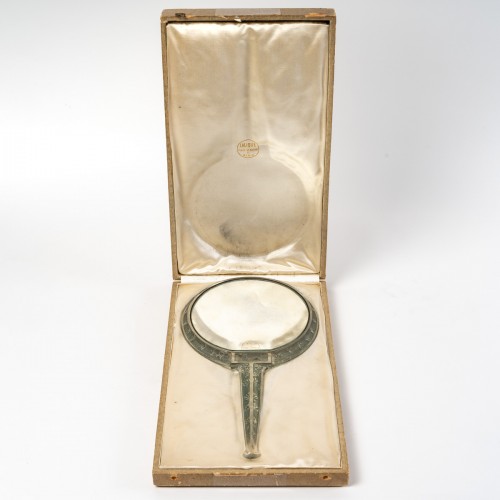 Mirrors, Trumeau  - 1912 René Lalique Mirror Narcisse Patina and its Case