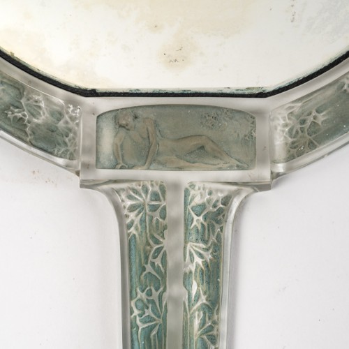 1912 René Lalique Mirror Narcisse Patina and its Case - Art nouveau