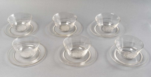 1933 René Lalique - Set Of Bowls And Plates Molsheim - 12 Piece - Glass & Crystal Style Art Déco