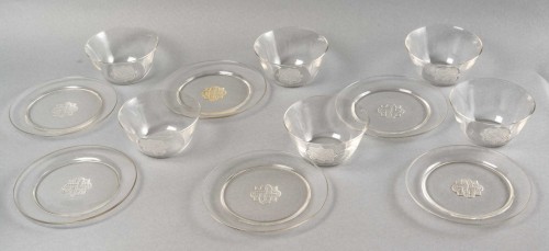 Antiquités - 1933 René Lalique - Set Of Bowls And Plates Molsheim - 12 Piece