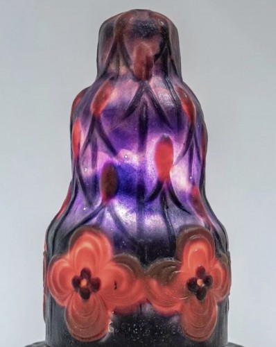1927 Gabriel Argy Rousseau - Veilleuse Fleurs et Bourgeons - Verrerie, Cristallerie Style Art Déco