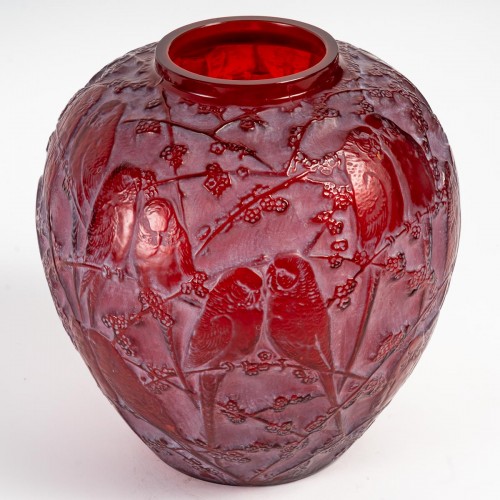 1919 René Lalique - Vase Perruches - Verrerie, Cristallerie Style Art nouveau