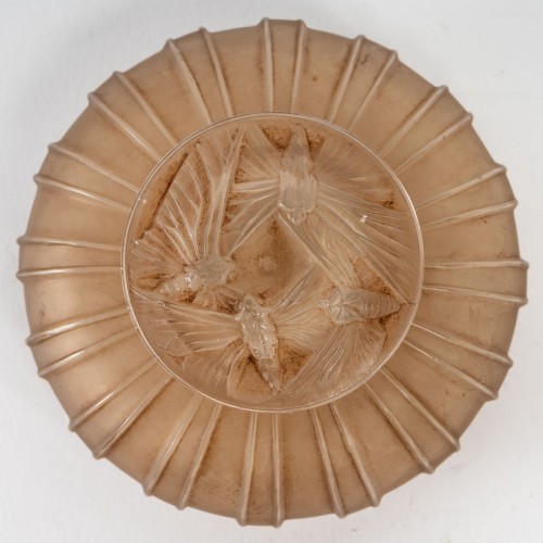 Verrerie, Cristallerie  - 1911 René Lalique - Flacon à côtes Bouchon Papillons