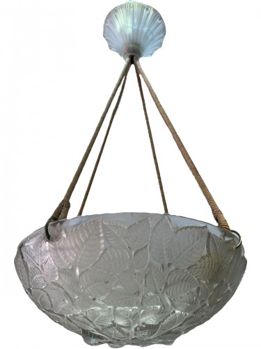 1924 René Lalique - Suspension Plafonnier Lustre Charmes