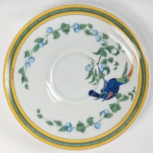 XXe siècle - Hermès Maison - Service à café-thé "Toucans" en porcelaine de limoges