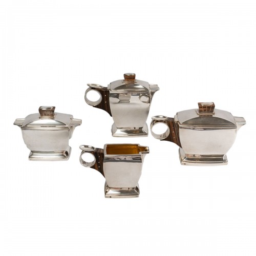 1920 Boin Taburet - Tea And Coffee Egoiste Set In Sterling Silver Macassar