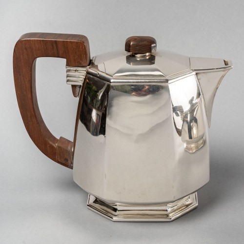 1930 Puiforcat - Service à thé et à café en argent massif et prises en palissandre - BG Arts