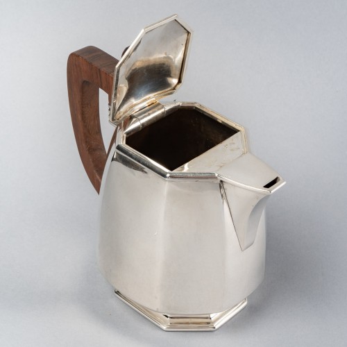 1930 Puiforcat - Tea And Coffee Set In Sterling Silver And Rosewood - Art Déco