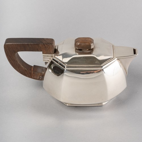 Antiquités - 1930 Puiforcat - Tea And Coffee Set In Sterling Silver And Rosewood