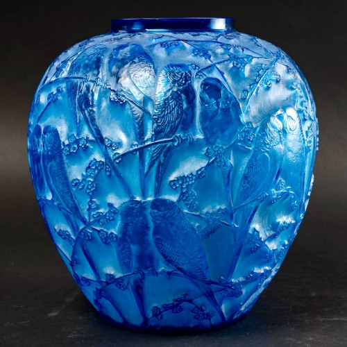 Art nouveau - 1919 René Lalique - Vase Perruches