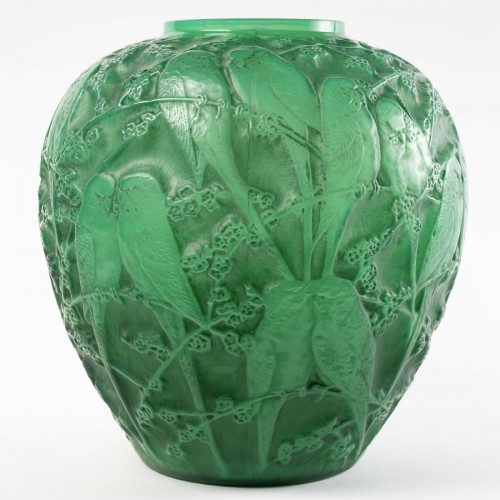 1919 René Lalique - Vase Perruches - Verrerie, Cristallerie Style Art nouveau