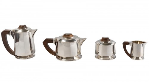 1925 Puiforcat - Tea And Coffee Service In Sterling Silver And Rosewood