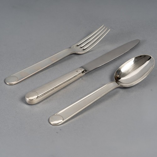 Art Déco - Jean Puiforcat Cutlery Flatware Set Normandie Plated Silver 73 Pcs