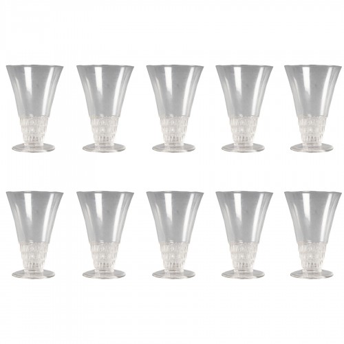1930 René Lalique - Suite   10 verres à vin Bourgueil