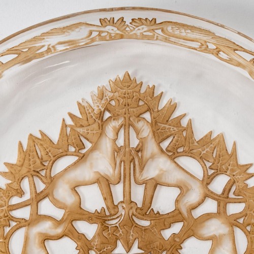 Glass & Crystal  - 1914 René Lalique Pair of Plates Dishes &quot;Chasse Chiens&quot;