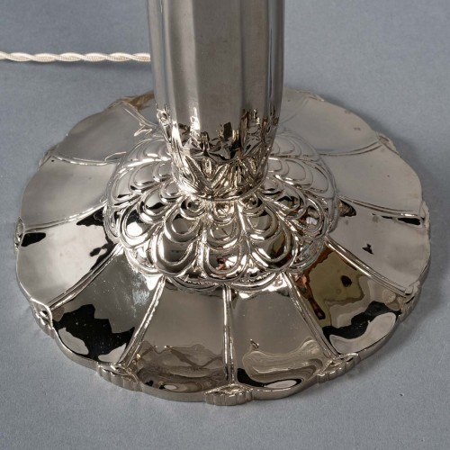 1921 René Lalique - Pair of Lamps &quot;Dahlias&quot; Glass Nickel- - Art Déco