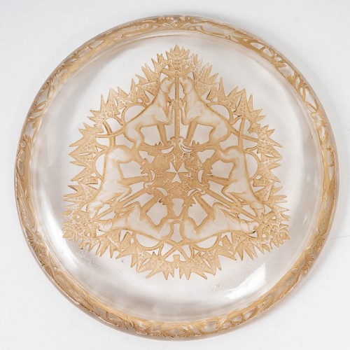 1914 René Lalique Suite de 4 Assiettes Plats "Chasse Chiens" - Art Déco