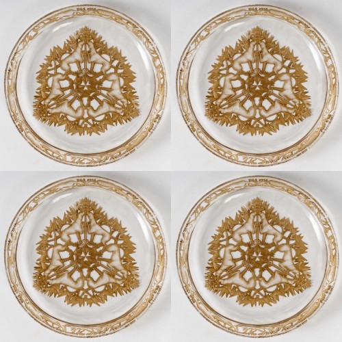 Art Déco - 1914 René Lalique Suite de 4 Assiettes Plats "Chasse Chiens"