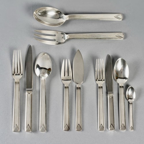 Puiforcat Cutlery Flatware Set Aphea Solid Sterling Silver In Box 110 Pces