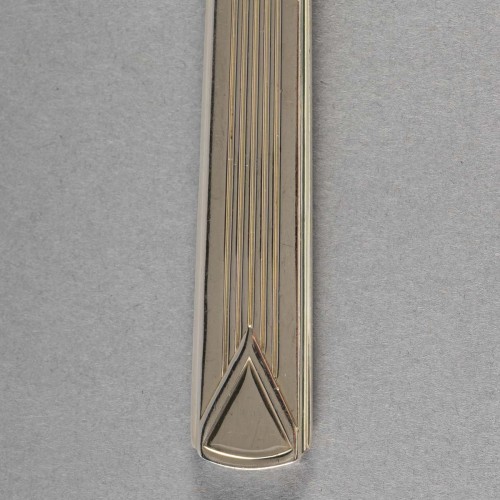 Art Déco - Puiforcat Cutlery Flatware Set Aphea Solid Sterling Silver In Box 110 Pces