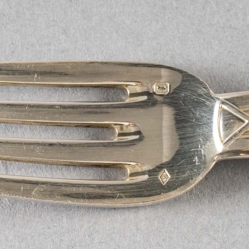 Antiquités - Puiforcat Cutlery Flatware Set Aphea Solid Sterling Silver In Box 110 Pces
