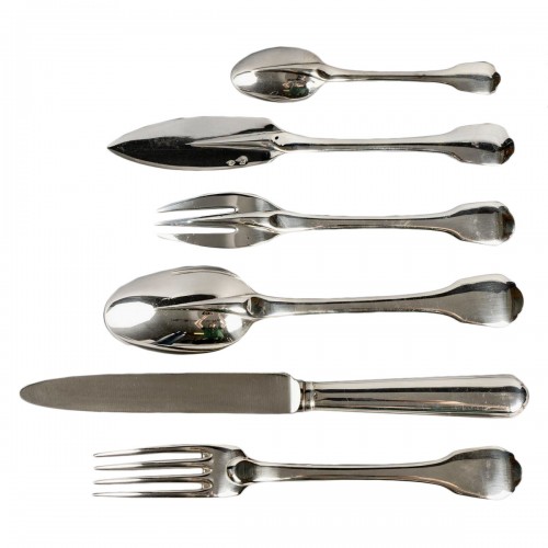 Puiforcat - Cutlery Flatware Set Colbert Solid Sterling Silver - 42 Pieces