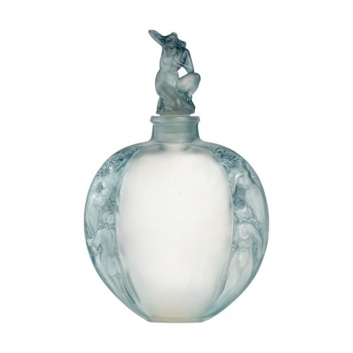 1920 René Lalique - Vase Méplat Sirènes Avec Bouchon Figurine