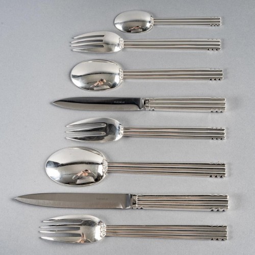 Puiforcat Cutlery Flatware Set Nantes Plated Silver For 8 People 64 Pieces - Art Déco