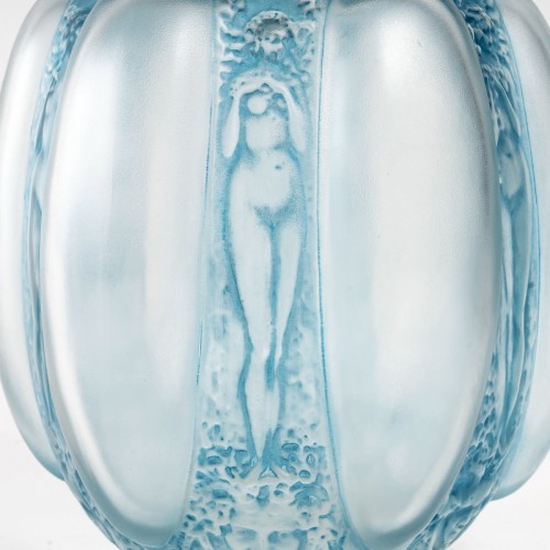 1912 René Lalique - Vase Six Figurines et Masques - Verrerie, Cristallerie Style Art nouveau